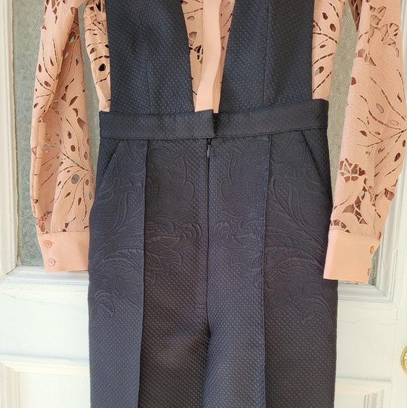 *SOLD* Botanical Crest Lace & Jacquard Jumpsuit - Picture 6 of 7